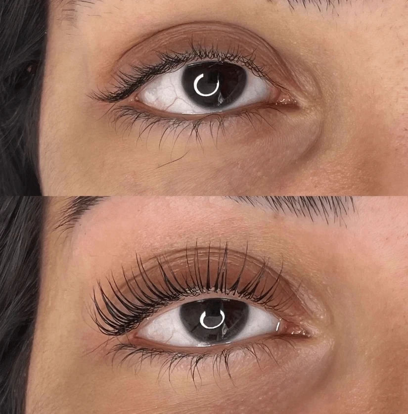 Lash lift before and after